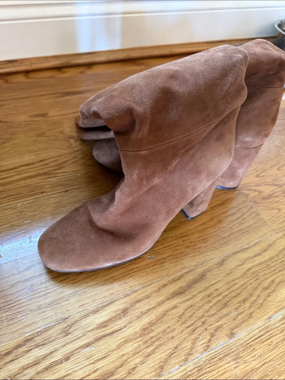 Alice + Olivia Chestnut Suede Over-the-Knee Block Heel Boots